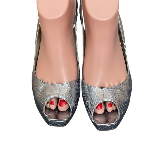 Jimmy Choo Silver Peep-Toe Slingback Heels size 40(10) USA
